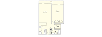 A3 884 Sq.Ft. Floor Plan at Memorial Towers Apartments, The Barvin Group, Houston, TX