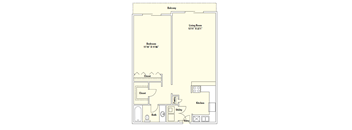 A4 908 Sq.Ft. Floor Plan at Memorial Towers Apartments, The Barvin Group, Houston, 77007