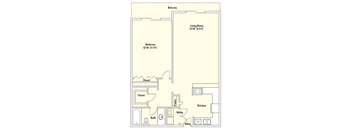 A5 920 Sq.Ft. Floor Plan at Memorial Towers Apartments, The Barvin Group, Texas