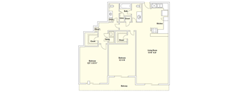 B1 1,247 Sq.Ft. Floor Plan at Memorial Towers Apartments, The Barvin Group, Houston, TX