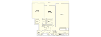 B2 1,275 Sq.Ft. Floor Plan at Memorial Towers Apartments, The Barvin Group, Houston, TX