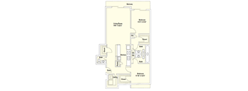B3 1,386 Sq.Ft. Floor Plan at Memorial Towers Apartments, The Barvin Group, Houston, TX