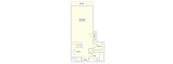 E1 535 Sq.Ft. Floor Plan at Memorial Towers Apartments, The Barvin Group, Houston, TX