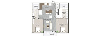 B1 Oscar 1116 Sq. ft Floor Plan at Revl Heights, The Barvin Group, Texas