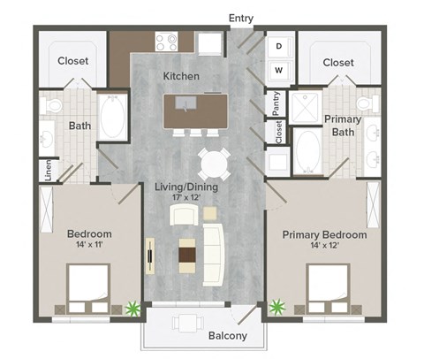 B1 Oscar 1116 Sq. ft Floor Plan at Revl Heights, The Barvin Group, Texas
