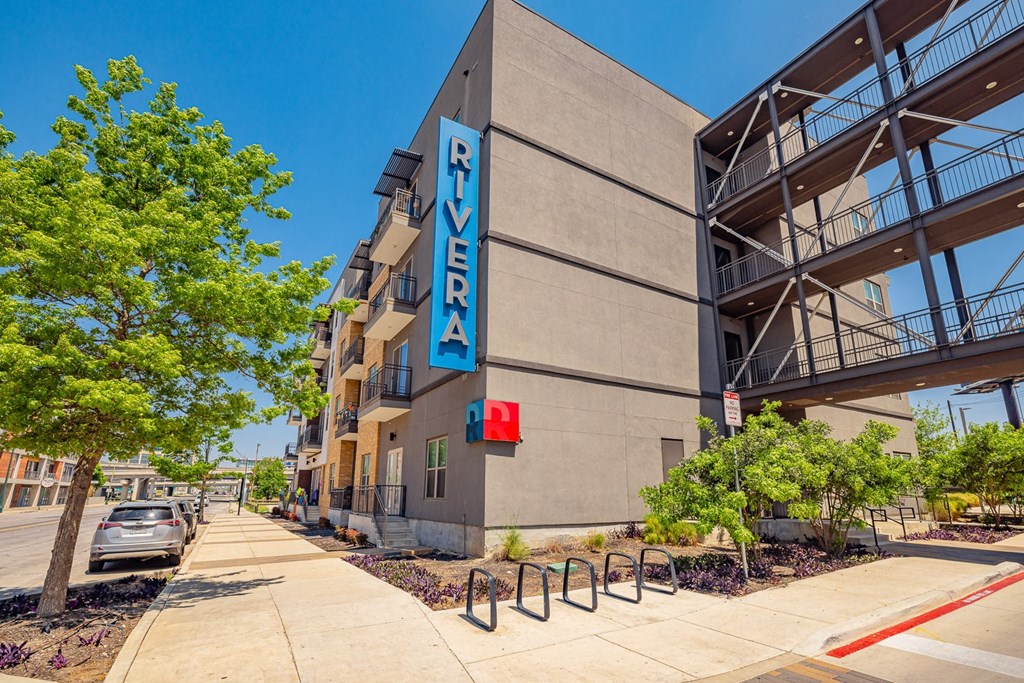 A building with the name RIVERA on it.