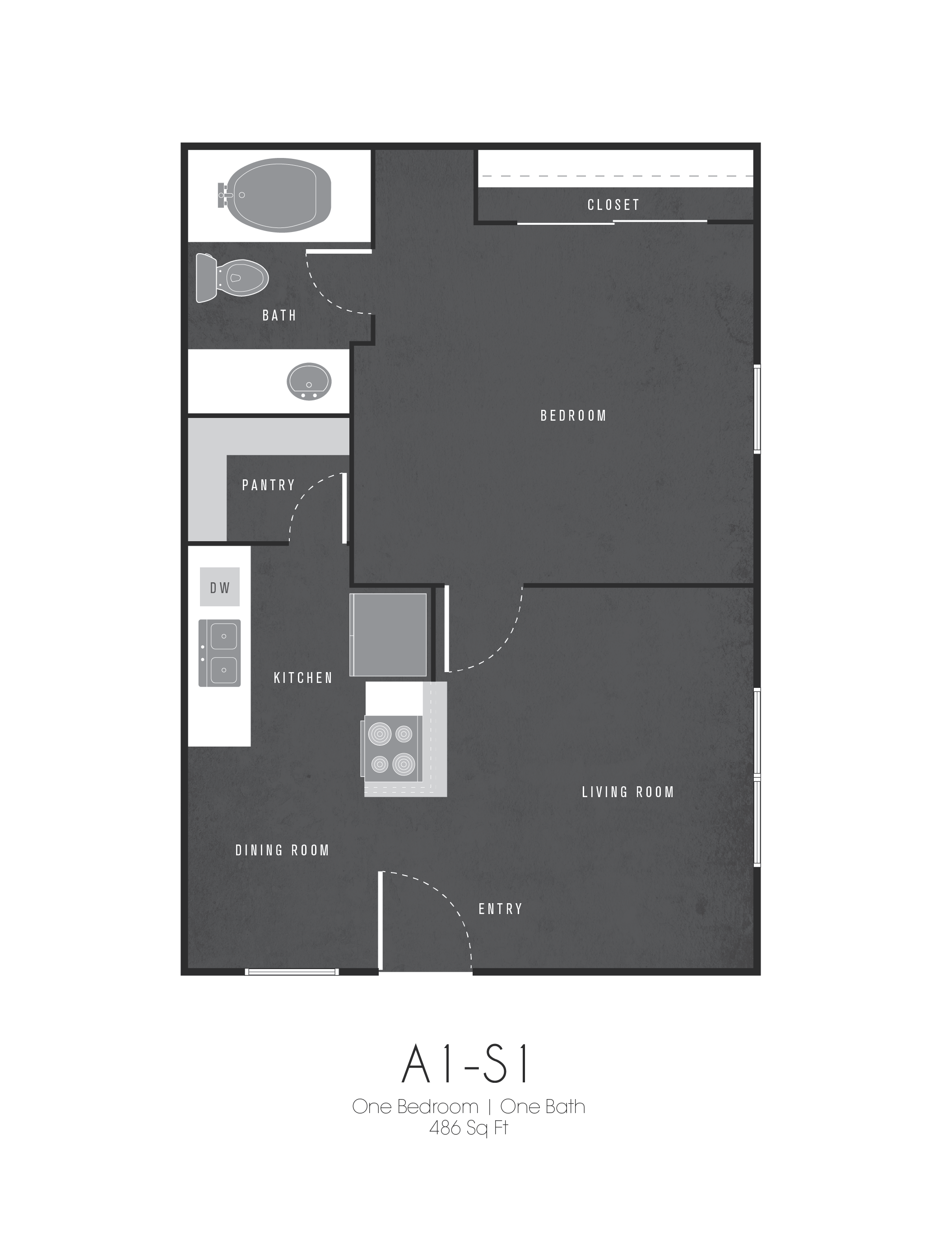 A1 Floor Plan at Soap Factory Apartments, Barvin Management, San Antonio, TX
