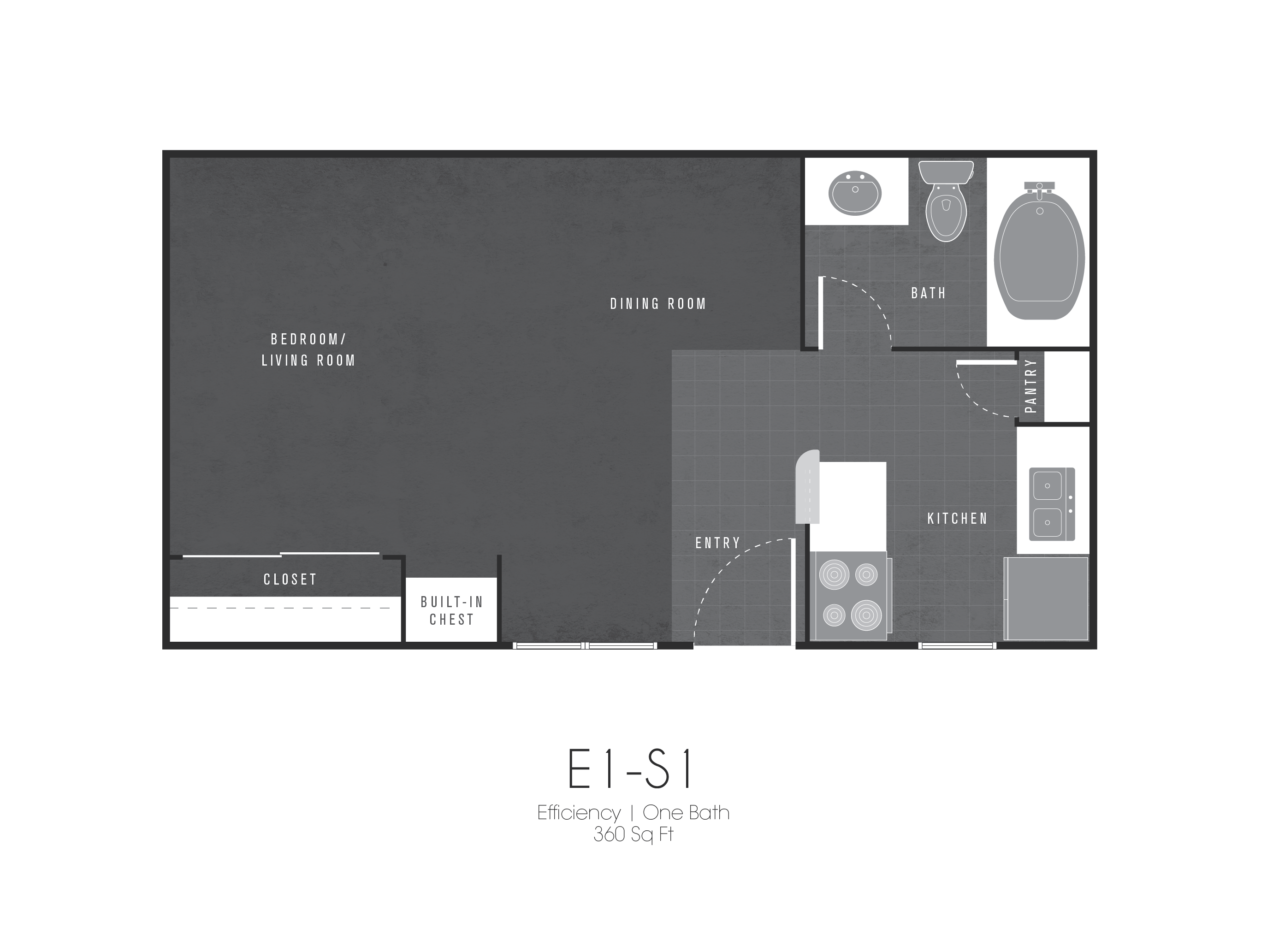 S1 Floor Plan at Soap Factory Apartments, Barvin Management, San Antonio, TX