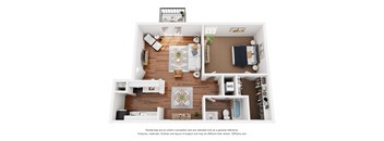 A1 600 Sq.Ft. Floor Plan at The Daphne Apartments, The Barvin Group, Houston, 77054