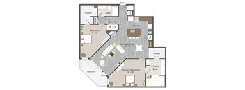 B4 Wilkins 1411 Sq. ft Floor Plan at Revl Heights Apartments, The Barvin Group, Houston, TX