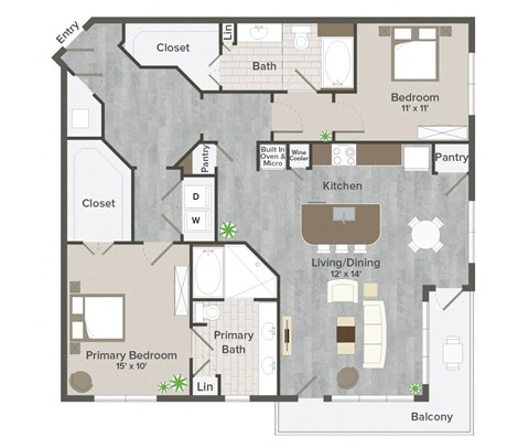 B5 Woodland 1452 Sq. ft Floor Plan at Revl Heights, The Barvin Group, Houston, 77009