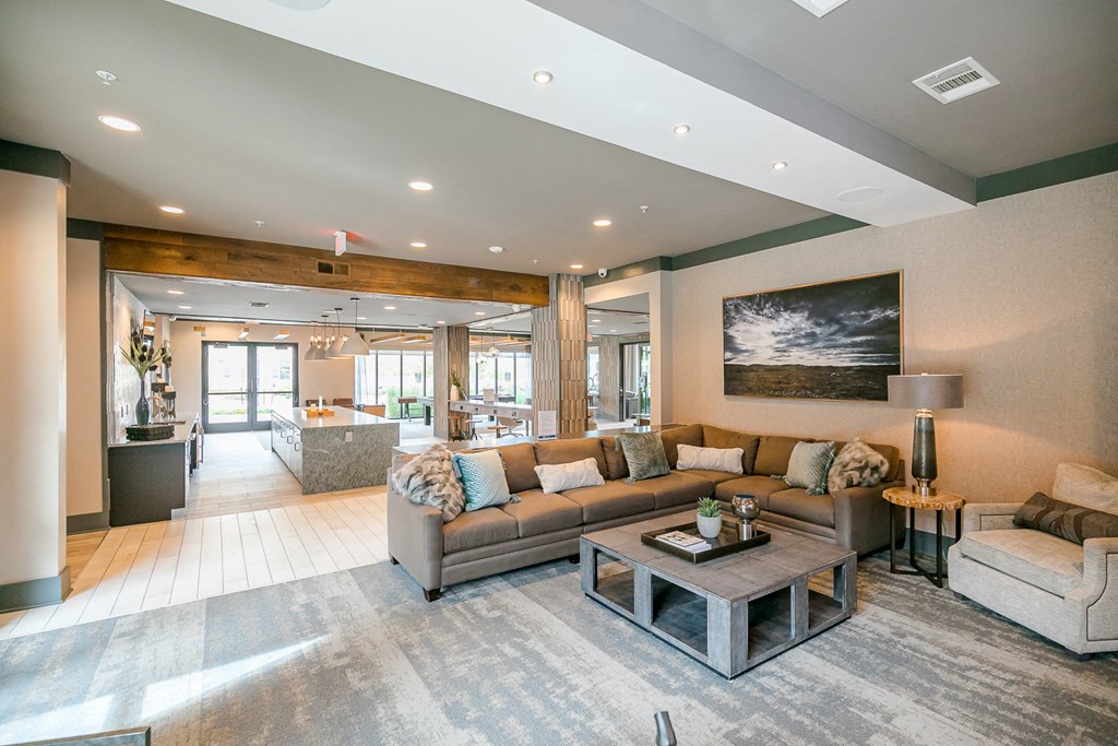 a living room with a couch and a coffee table