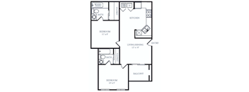 B1 Classic 800 Sq.Ft. Floor Plan at The Grove at White Oak Apartments, The Barvin Group, Texas, 77008