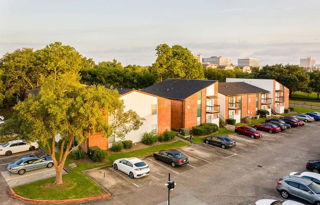 Drone Exterior View at The Daphne Apartments, The Barvin Group, Houston
