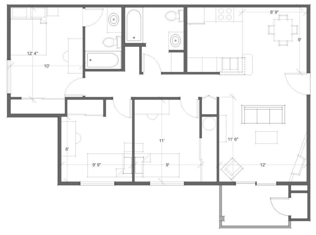 3 Bed 2 Bath Floor Plan 3