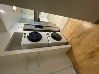 a white stove top oven sitting on top of a counter