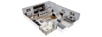 a floor plan of a house with a bedroom and a living room