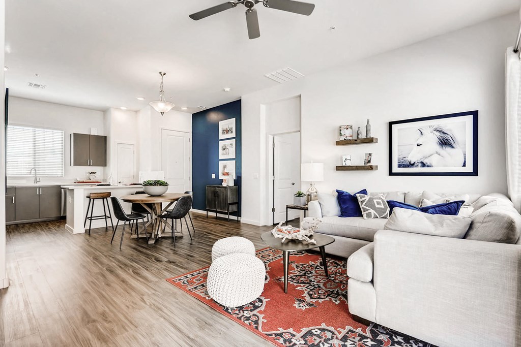 Living Room With Dining Area at Avilla Camelback Ranch, Phoenix, AZ