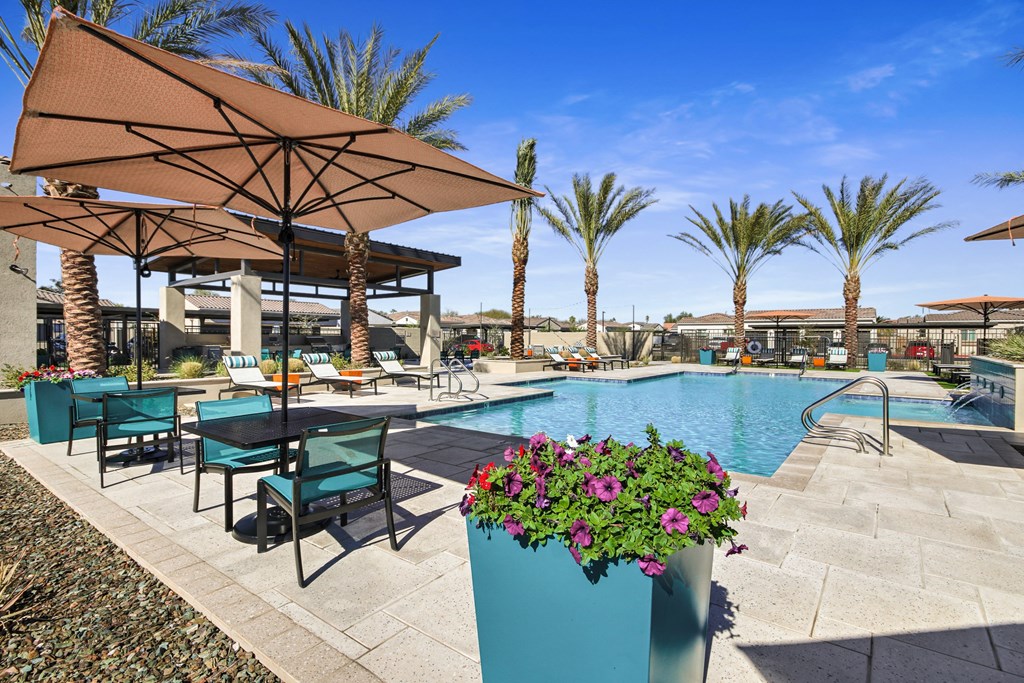 Poolside Lounge Area at Avilla Gateway, Arizona, 85037