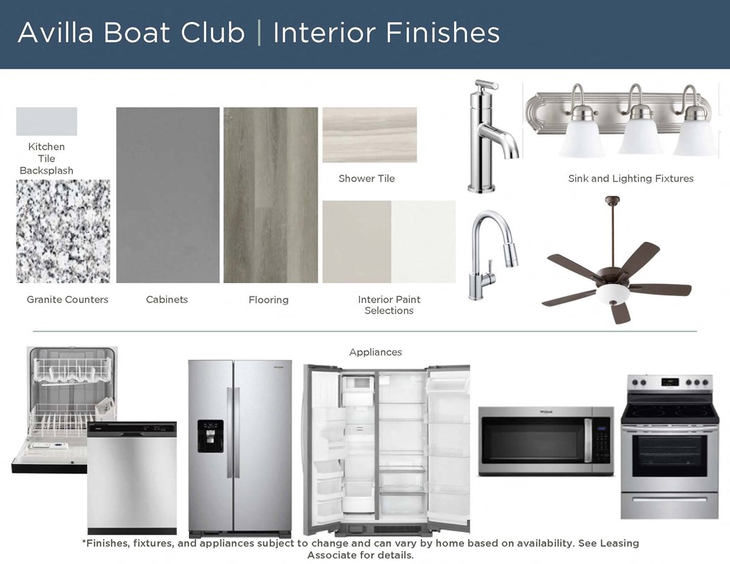 Interior Finishes at Avilla Boat Club, Fort Worth, TX 76179