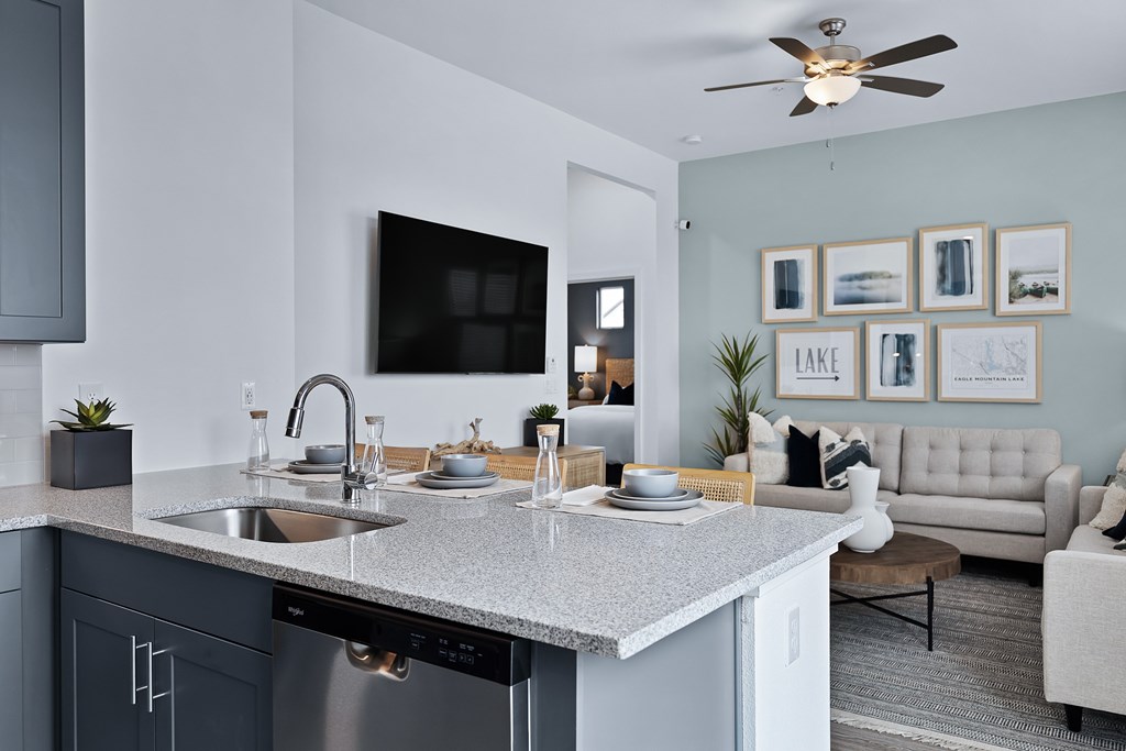 Gourmet Kitchen with Island at Avilla Boat Club, Fort Worth, TX 76179