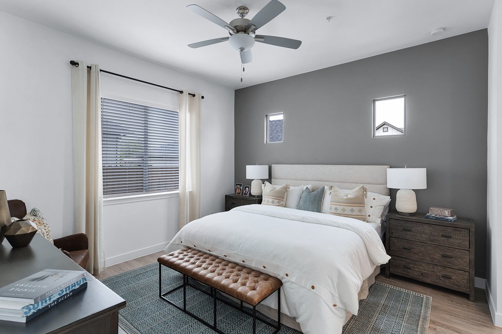 Bedroom with Expansive Windows Bedroom with Expansive Windows at Avilla Rio Oaks, Liberty Hill, TX 78642