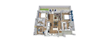 3 bed 2 bath floor plan at Avilla Oakridge, Forney, TX 75126