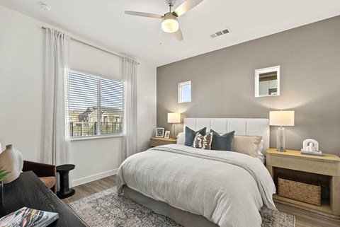 Bedroom with Expansive Windows at Avilla Trinity, Fort Worth, TX 76111