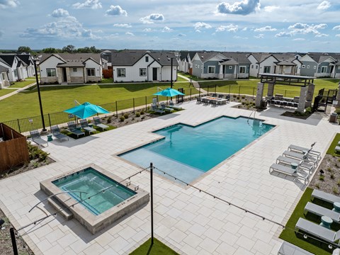 Resort-Style Pool & Hot Tub at Avilla Rio Oaks Apartments, Liberty Hill, TX 78642