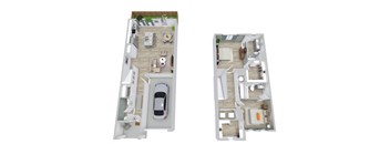 2 bed 2.5 bath floor plan at South Pine, Union City, GA 30291