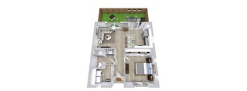 1 bed 1 bath floor plan at Avilla Rio Oaks  Apartments, Liberty Hill, Texas