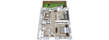 1 bed 1 bath floor plan at Avilla Boat Club, Fort Worth, TX 76179