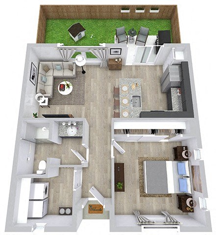 1 bed 1 bath floor plan at Avilla Boat Club, Fort Worth, TX 76179