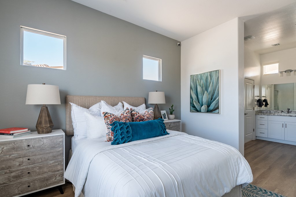 Bright, primary bedroom in our 3-bedroom Retreat Floor Plan at Avilla Grand, El Mirage, Arizona