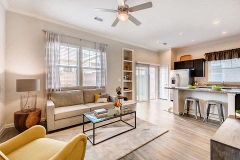 Living Room With Kitchen View  at Avilla Northside, McKinney, TX, 75071