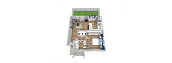 1 bed 1 bath floor plan at Avilla Traditions, Grand Prairie, TX 75052