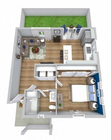 1 bed 1 bath floor plan at Avilla Towne Center, Princeton, TX 75407