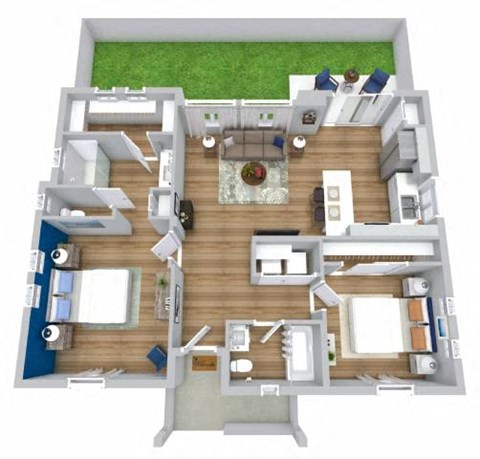 2 bed 2 bath floor plan at Avilla Towne Center, Princeton, TX 75407