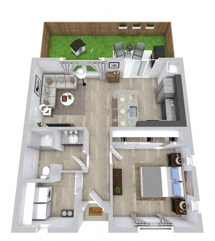 1 bed 1 bath floor plan A at Avilla Berry Creek Highlands  Apartments, Georgetown, TX, 78633