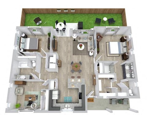 3 bed 2 bath floor plan A at Avilla Berry Creek Highlands  Apartments, Georgetown