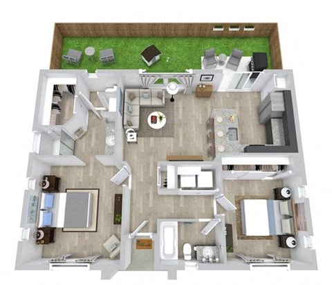 2 bed 2 bath floor plan A at Avilla Berry Creek Highlands  Apartments, Georgetown 78633
