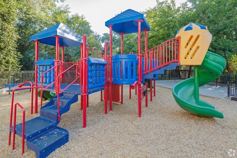 a colorful playground in a park