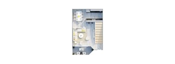 a floor plan of a studio apartment with a bedroom and a living room