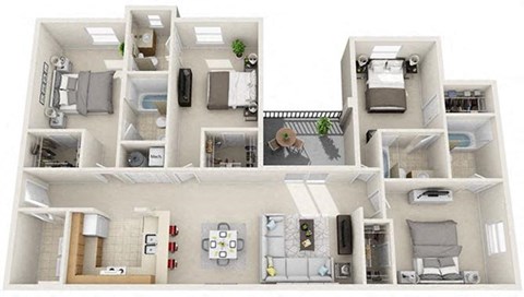 4 bed 4 bath at The Fountains Apartments, Pensacola, Florida.32514