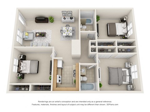 3 bed 2 bath at The Fountains Apartments, Pensacola, Florida