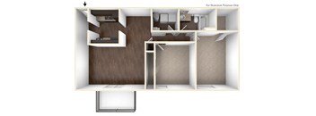 2 bed 1 bath floor plan C at Premier Apartments, Georgia
