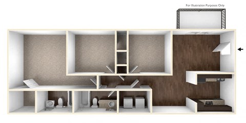 3 bed 2 bath floor plan C at Premier Apartments, Georgia, 30168