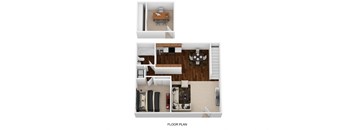 1BD Floor plan at Oak Run Apartment Homes, Ohio