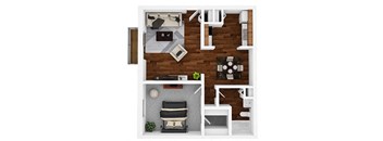 1 Bedroom A 1 Bath Floor Plan at Aspen Ridge Apartments, West Chicago