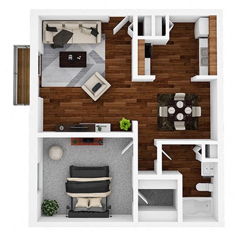 1 Bedroom A 1 Bath Floor Plan at Aspen Ridge Apartments, West Chicago